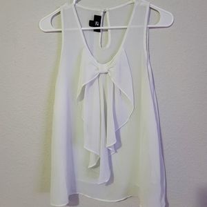 White Blouse Bow Accent Sheer Tank NWOT